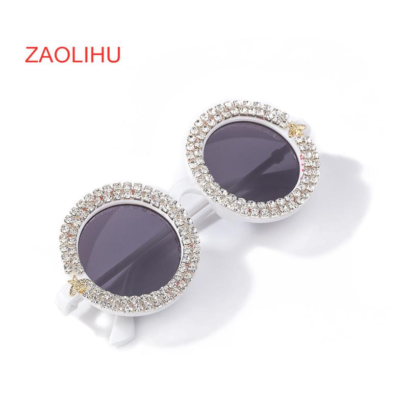 

Women Round Diamond Sunglasses Bees Cute Adult Eyewear White Color Sun Glasses Promotion Eyeglass UV400