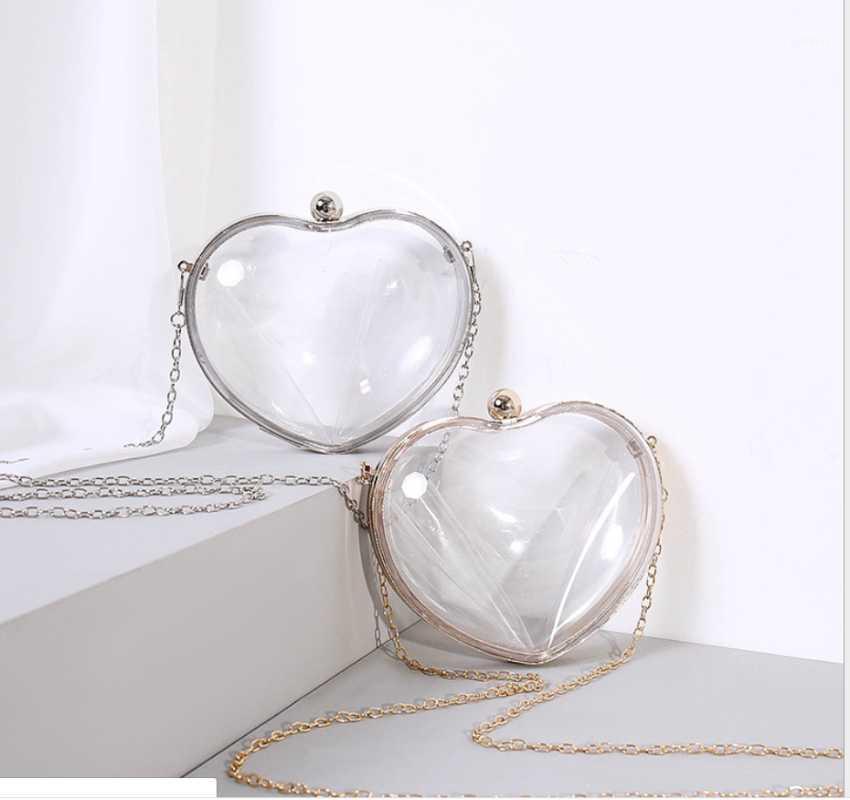 

XIYUAN New Acrylic Fashion Mini Transparent Love Heart Bag Handbags Heart-shaped dinner bag evening women cross body bags1, Color same picture