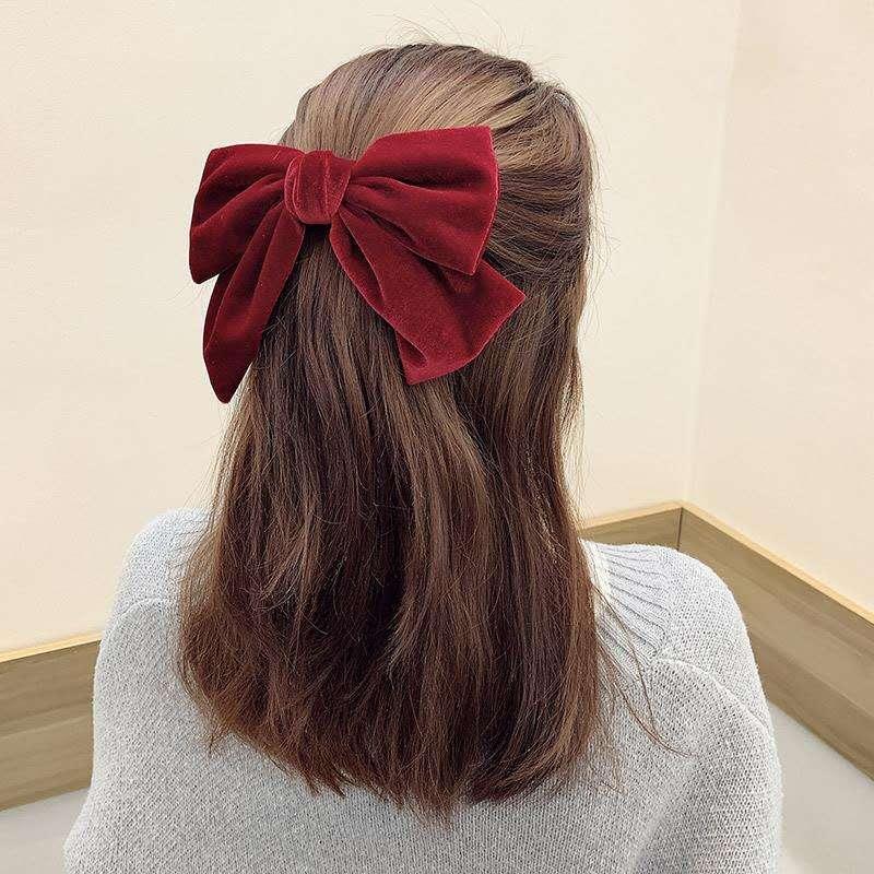 

Korean Solid color Burgundy Big Bow Hairpin for Girl Black Velvet Spring Clip Korean Fashion Hair Accessories for women 2020 new
