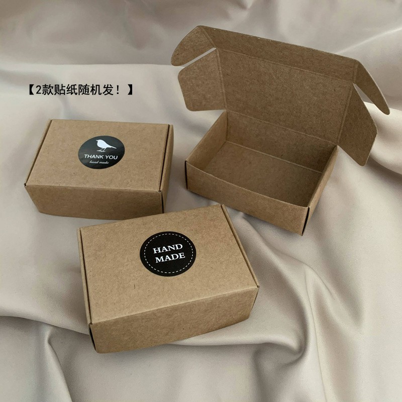 10Pcs Natural Kraft Paper Gift Packaging Box Folding Kraft Paper 85*60*30mm Jewelry Storage Small Things Storage Box-image-619514125