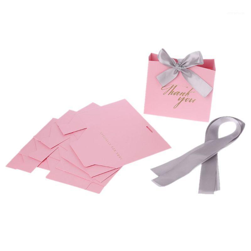 

5Pcs Thank You Paper Candy Chocolate Cake Boxes Package Gift Bag Wedding Party Favors with Ribbon1