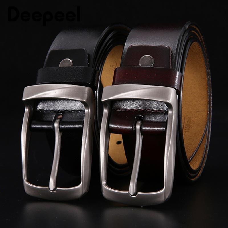 

Belts Deepeel 1pc 3.8cm*110cm-125cm Men's Leather Simple Belt Retro Casual Business Pin Buckle Single Layer LeatherCraft Men, Black