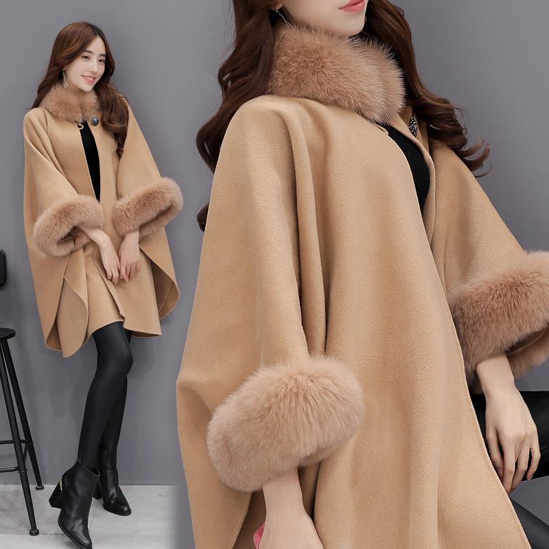 

Long Solid Women Wool Coat Fashion Casual Women' Woolen Jacket Zippper Warm Fur Collar Coat and Jacket, Gray
