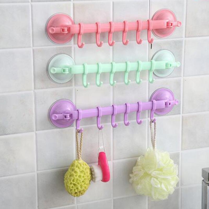 

Kitchen Hook Rack Double Suction Cup Towel Rack Hanging Shelves Holders Hook Adjustable Tools
