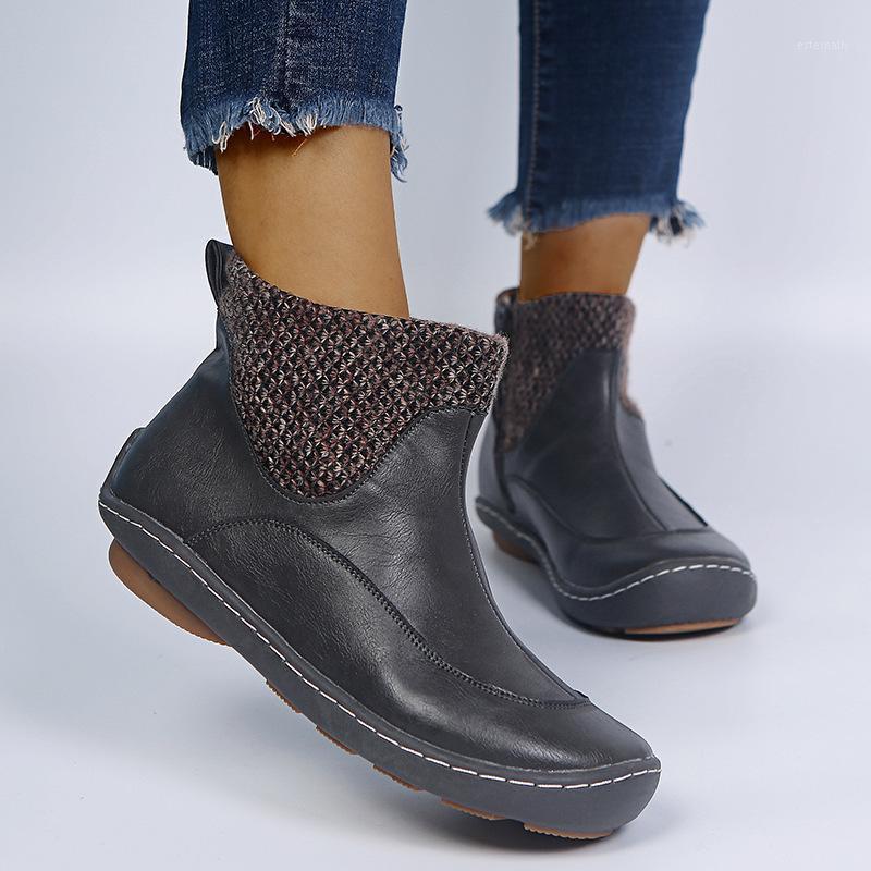 

European American New Plus Size Women's Shoes Featuring Splicing Woollen Yarn Mouth Winter Warm Boots Side Buckle Retro Shoes1, Green