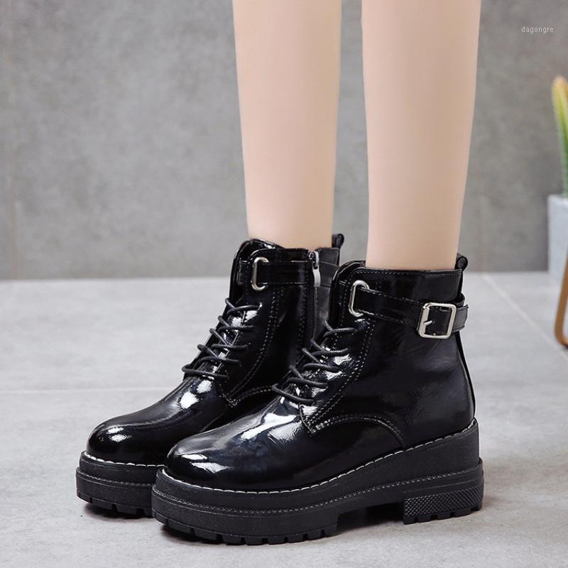 

2021 Women Ankle Boots Black Platform Boots Rubber Winter Female Shoes Casual Lady Shoes Woman Footwear1