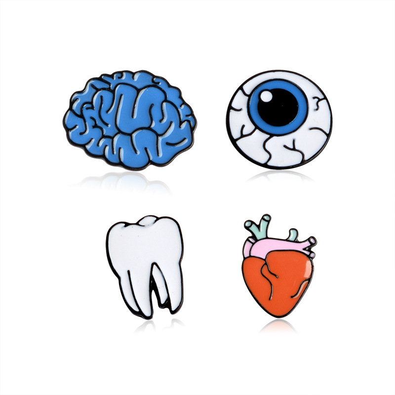 Cartoon Cute Organ Brain Eye Heart Tooth Metal Brooch Pins Button Brooch Denim Jacket Pin Badge Funny Gift Fashion Jewelry-image-747879281