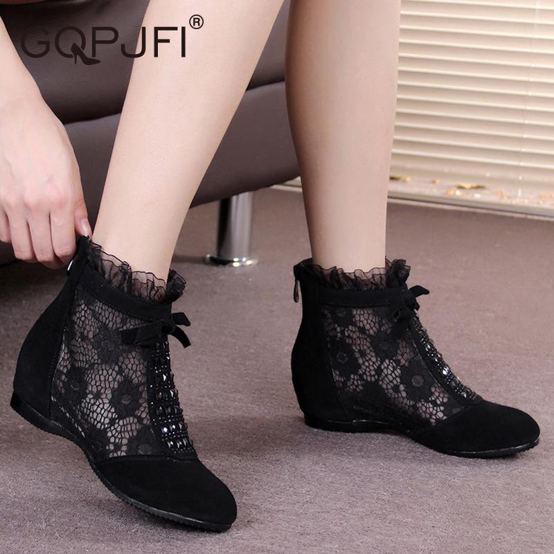 

Fashion Short Boots Women's Air Net Boots Increased Naked Summer New Single Hollow Women's zapatos de mujer, A2