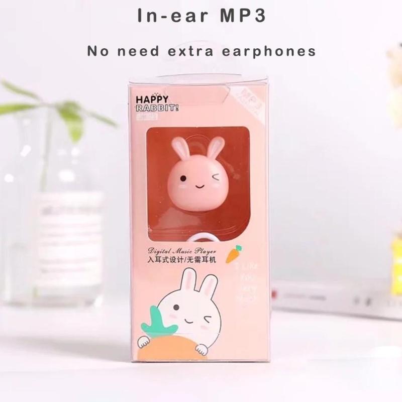 

Crystal rice color cartoon card with mini headphones MP3 player support TF card 8.20