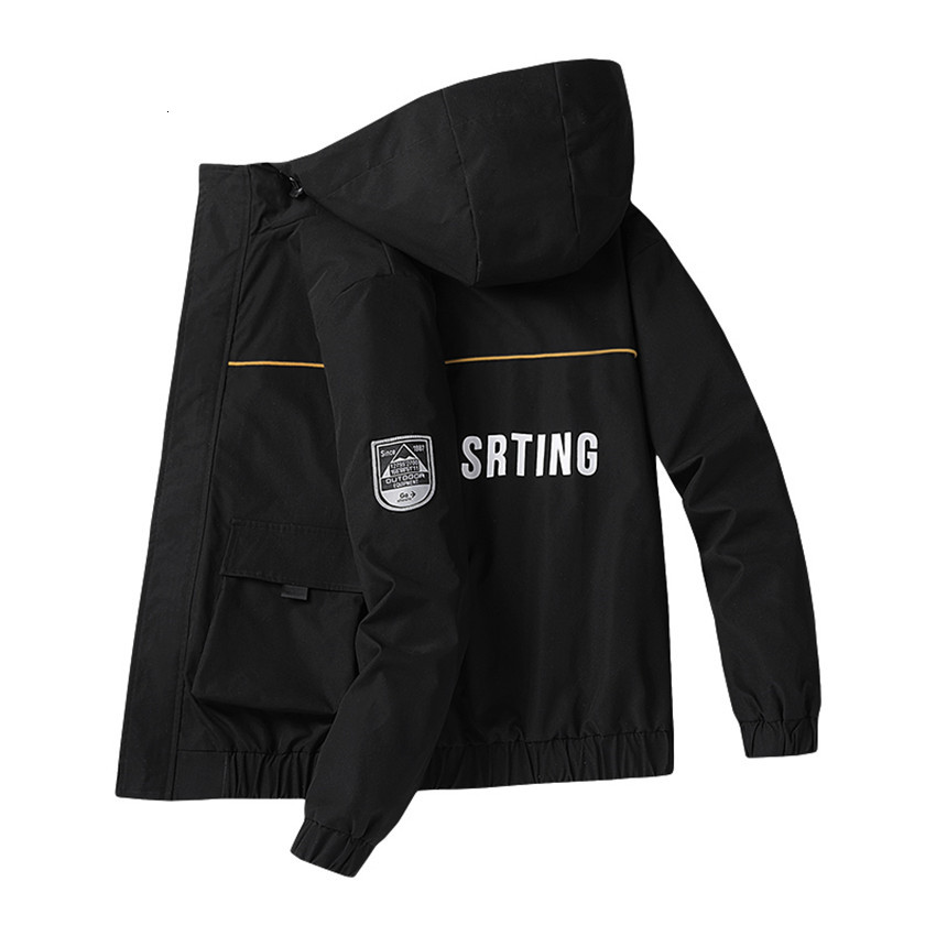 

2021 New Autumn Men Cargo Big Pocket Hooded Jacket Male Zipper Coat Harajuku Clothes Streetwear DPQQ, Khaki