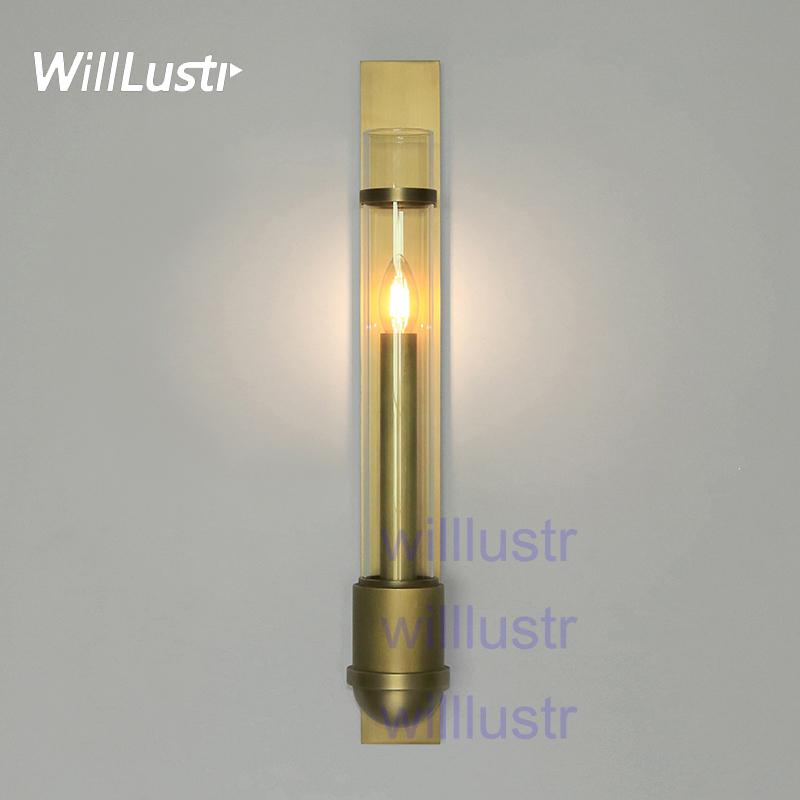 

Willlustr copper or stainless steel wall sconce modern lighting porch staircase hotel vanity light blown clear glass shade lamp