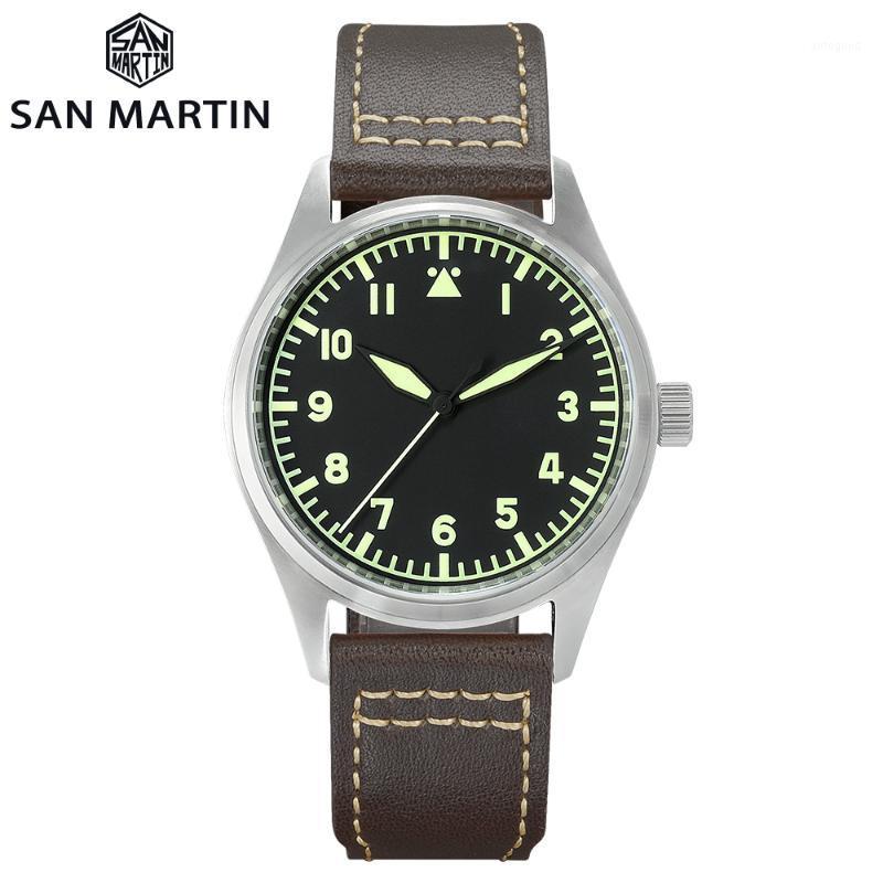 

San Martin Watch Vintage Leather Strap Waterproof Luminous Machine / Quartz Men's Watch1, E-quartz
