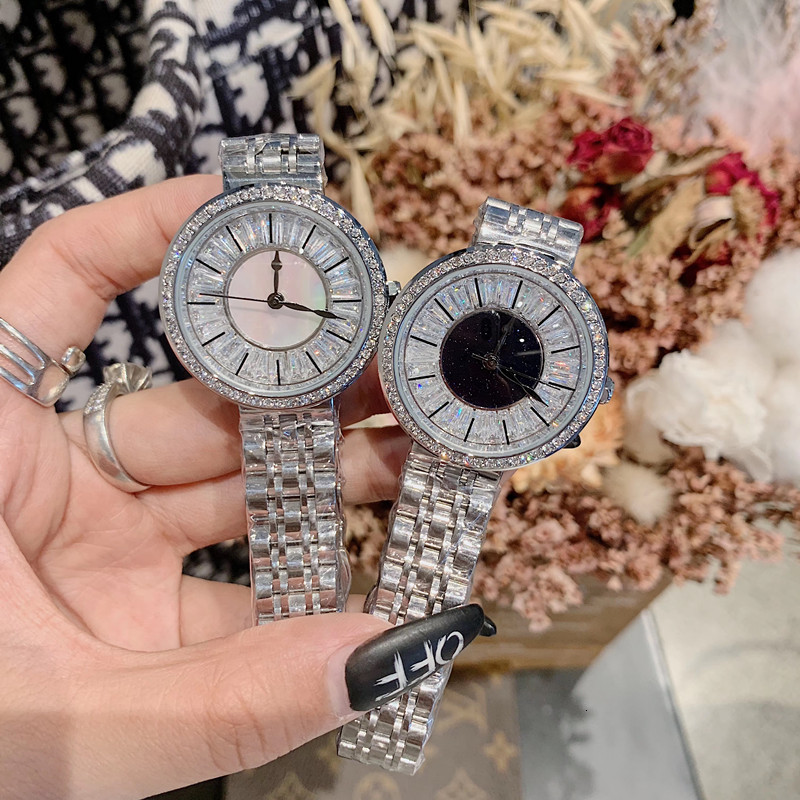 

Merry Christmas to you Jewelry High-end Sparkly Zircon Crystals Watches Waterproof Full Steel Bracelets Quartz, Rose gold black