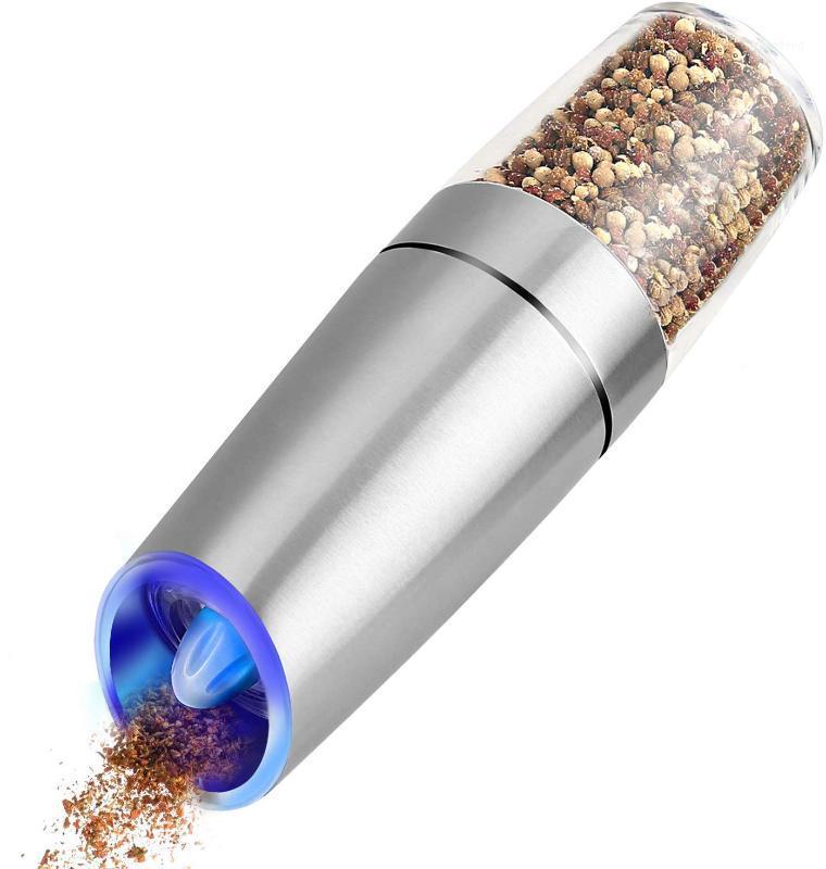 

Electric Pepper Grinder or Salt Mill Spice Tall Power Shaker Gravity Control Battery Powered With Blue LED Light Adjustable1