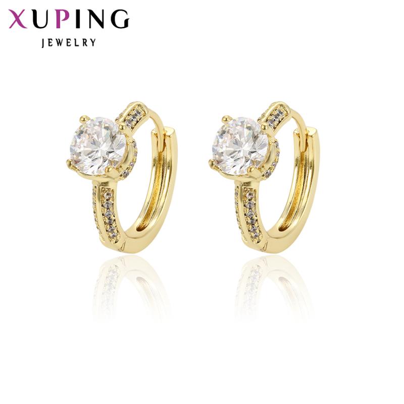 

Xuping Elegant Hoops Earrings Light Yellow Gold Color Plated Jewelry for Women Mother's Day Gift 97010