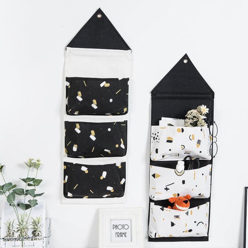 

4 Colors Multifunction 3 Pocket Wall Hanging Holder Storage Bag Rack makeup Cosmetic organizer storage basket box AU11831