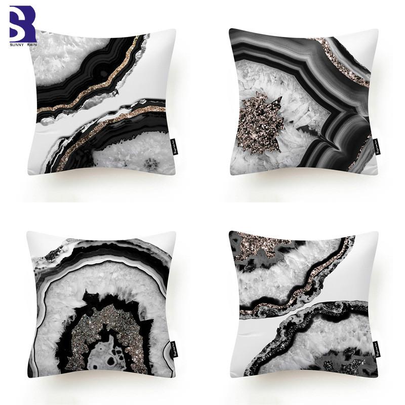 

SunnyRain 4-piece Agate Pattern Pillow Covers Decorative Throw Pillow Covers Living Room Decoration Cushion Cover, 04