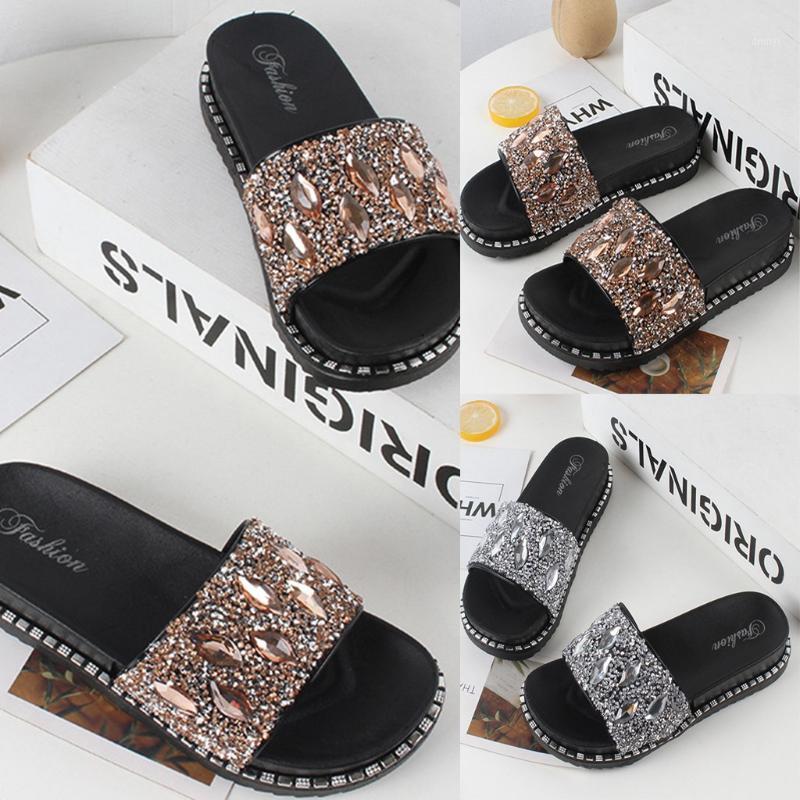 

Fashion Women Shoes Crystal Diamond Bling Summer Elegant Slides Slippers Women Sandals Beach Shoes Woman zapatos de mujer1, Gold