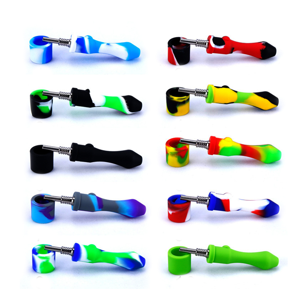 

Silicone Nector Collectors with Stainless Steel Tip & Quartz Tip Dab Straw Oil Rigs Silicone Smoking Glass Pipe Smoking Accessories Dab Rig