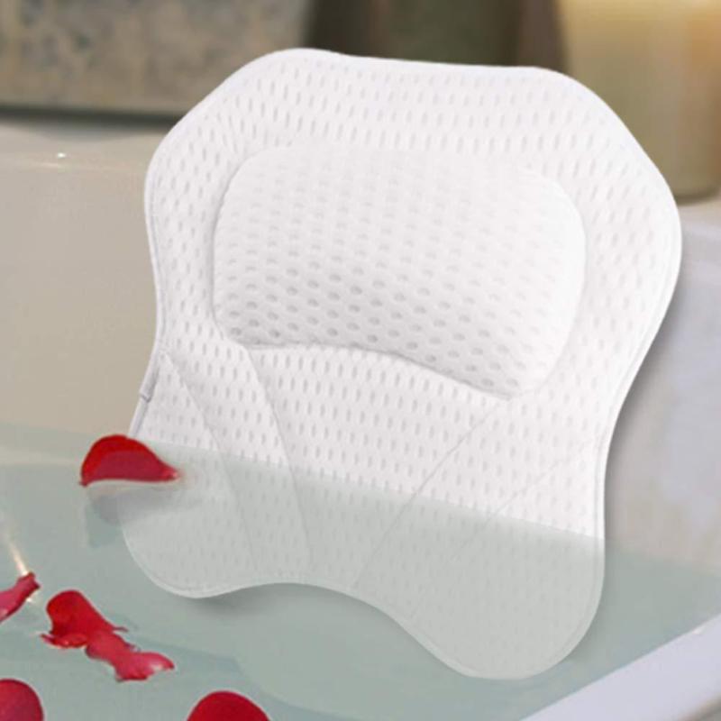 

Bath Pillow 3D Mesh Bathtub Pillow with 6 Suction Cups 1 Hook for Bathing Bathroom J99Store