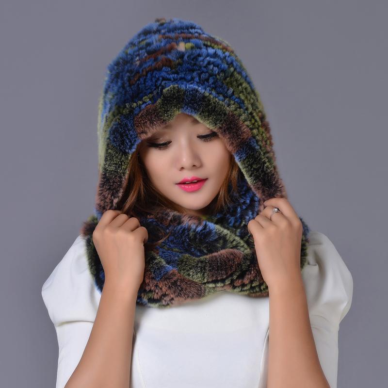 

Free Shipping 100% Genuine Rex Fur Scarf Cap, Rex Fur Knitted Hat, Winter Thickening Warm Hat Cover Aar SU-1512, White