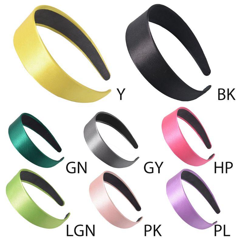 

Retro Simple Plastic Wide Headband Imitation Silk Shimmer Candy Color Hair Hoop Women Girl Bohemian DIY Covered Hair Accessories