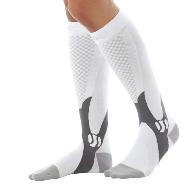 

Compression Stockings Men Women Hiking Running Socks Flight Pregnancy Swollen Varicose Veins Marathon Sports Socks, White