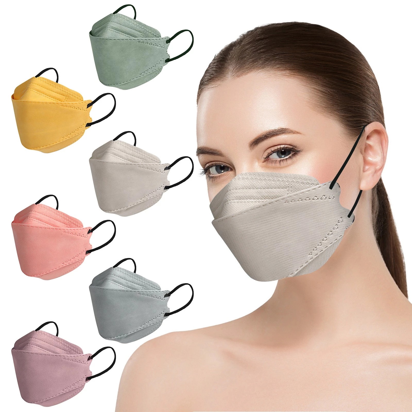 

Designer KN95 Face Mask Protective Filtration Efficiency 95% Black Yellow Green Mouth Reusable Ear Loop Hook Anti-dust Masks