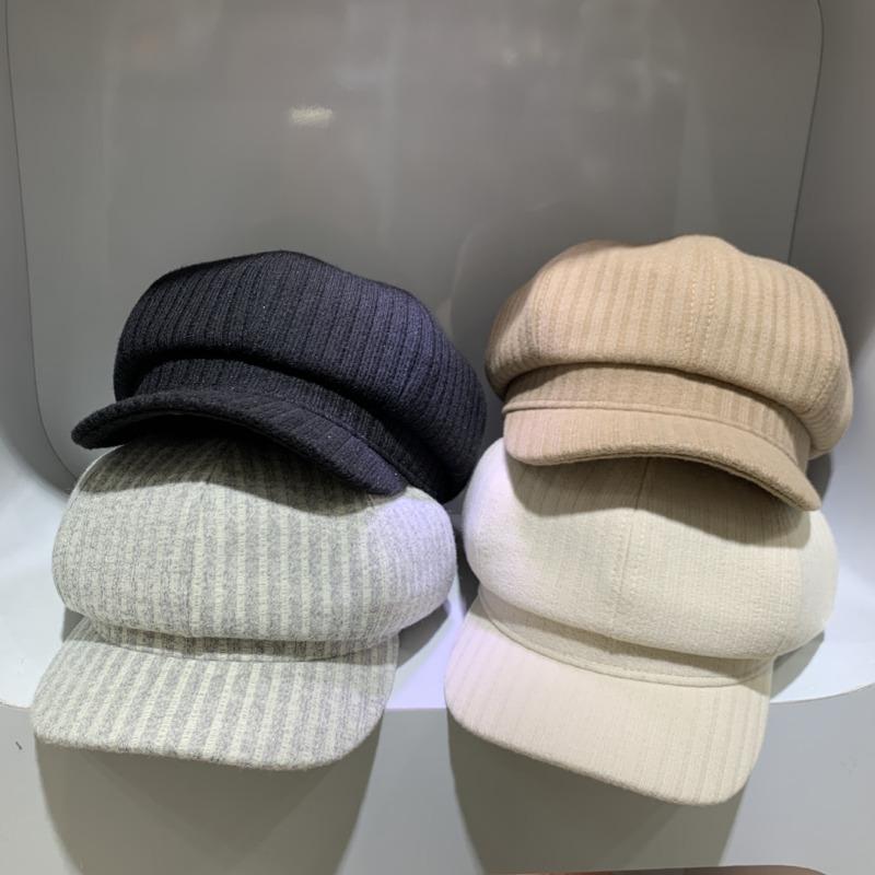 

Fashion Elegant Lady Women Beret Beanie Classic Style Korean Painter Girl Beret Hat Keep Warm Winter Soft Solid Color Hats, Black
