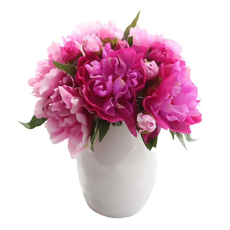

2020 New Fashion 6 heads silk peony bouquet handmade artificial flowers wedding home decor bridesmaid bouquet bridal flowers, Red