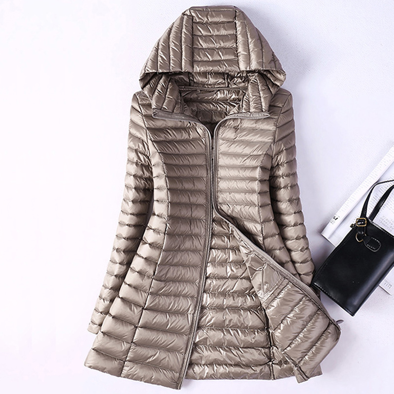 

Ultralight duck jackets women plus size long down the female doat with hoodie puffer portable jacket dwaterproof water quilted parkas, Rose