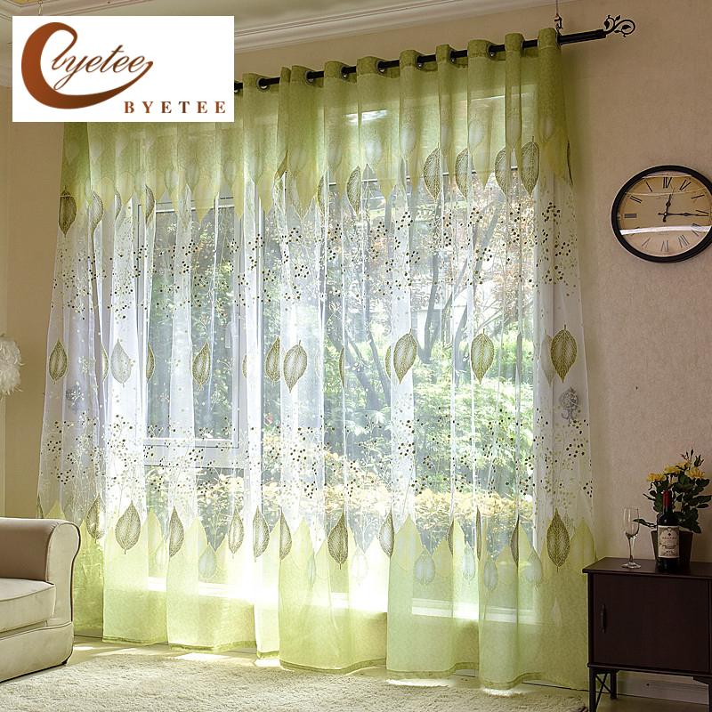 

byetee] Window Tulle Kitchen Organza Sheer Bead Door Green Curtains For Living Room Yarn Curtain Fabrics Bedroom Drapes Voile