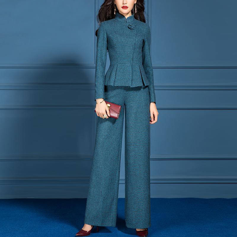 

Fall Girls Spring Fashion Business Pants Frilly Women' Suits 2 Pieces Set Work Desk Lady Suit Sbcg, Grey.