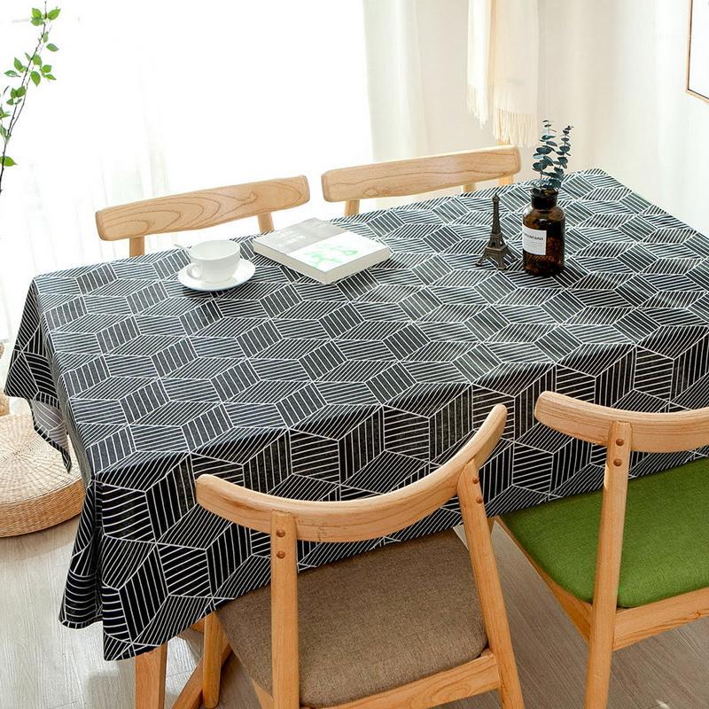 

Tablecloth Nordic geometric grid pattern party wedding living room table decoration linen tablecloth custom20201, Light grey