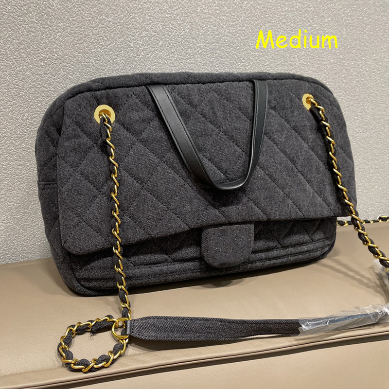 

Mens Womens Bowling Denim Casual Bags Large Capacity Top Handle Totes Quilted Leather Chain Strap Crossbody Shoulder Luxury Designer Handbags25cm/35cm/43cm, 25cm