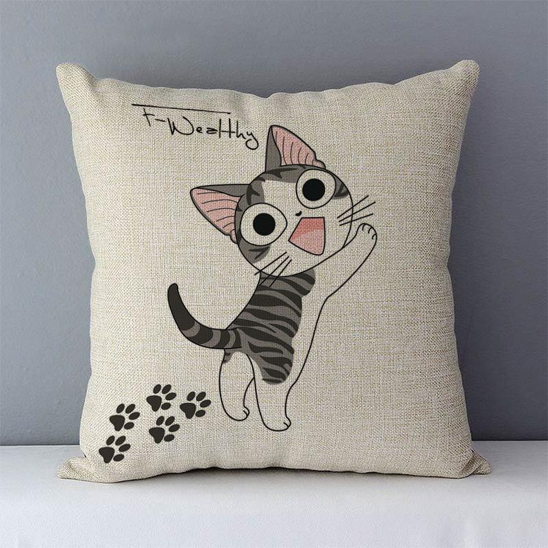 

Chi's sweet home cushion cover 12 kinds cute cat printed Cozy Child's room decorative pillows quality cotton linen 45x45cm QX-D4