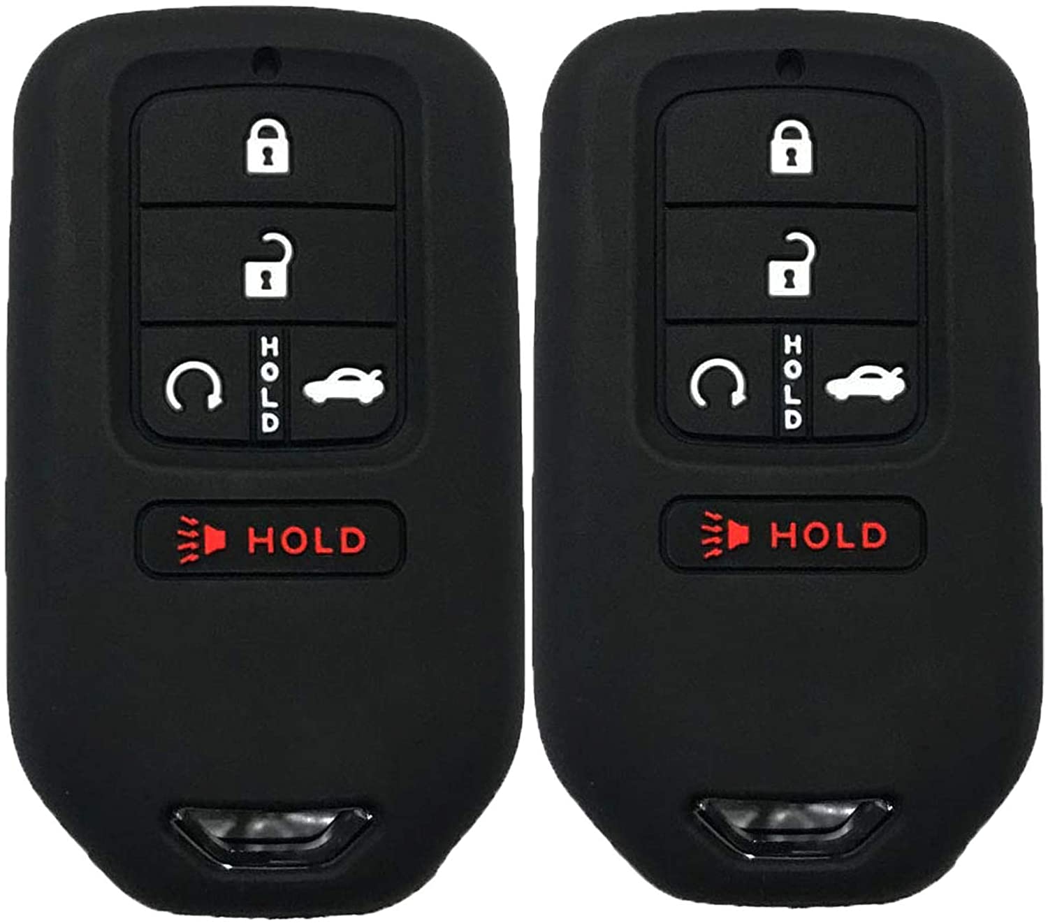 

2Pcs Car Key Cover Fob Silicone Smart Case Protector for 2020 2019 2018 2017 2016 2015 Honda Accord Civic CR-V CRV Pilot EX-L(Black Black)