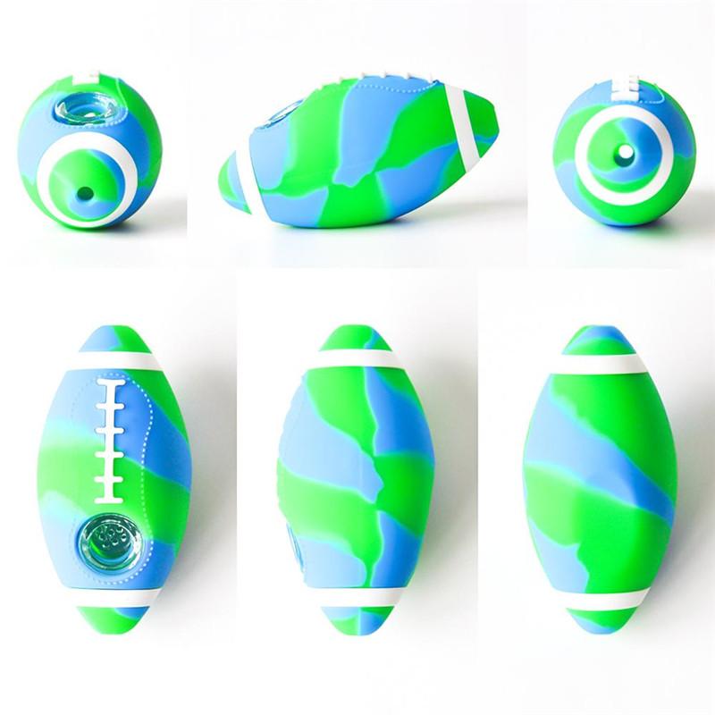 

Football design silicone smoking pipes about 4 inches Personality Portable Tobacco with bowl