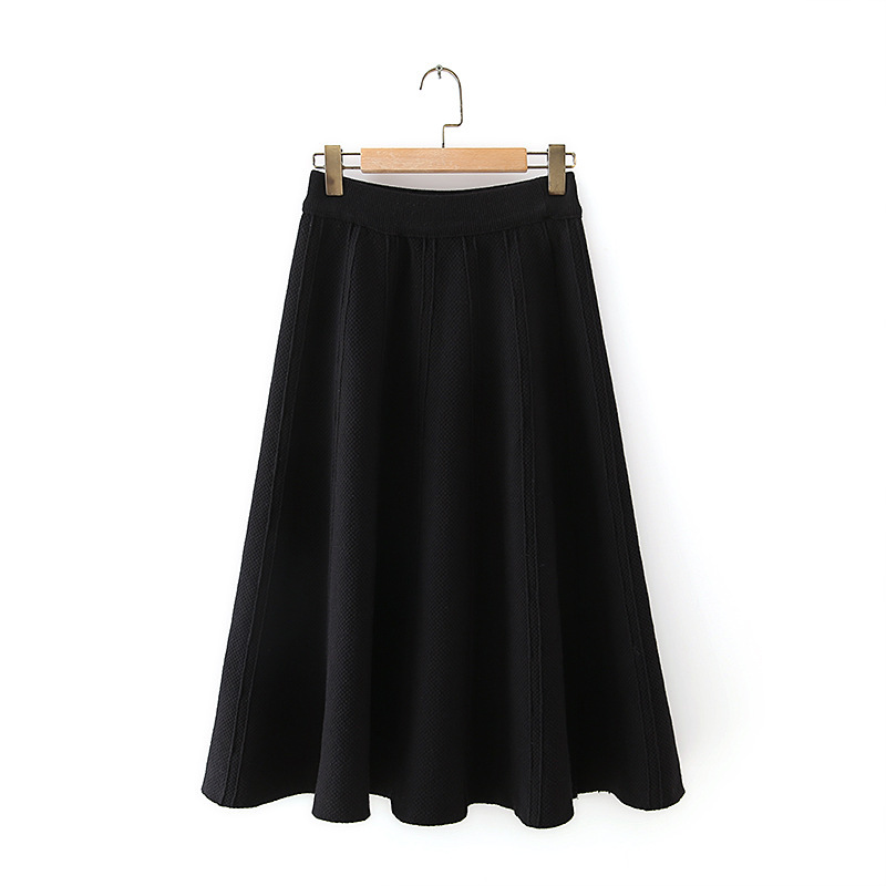 

Casual Plus Size Burnt Female Skirts Vintage Midi Crochet Complete Black Skirt Mweq