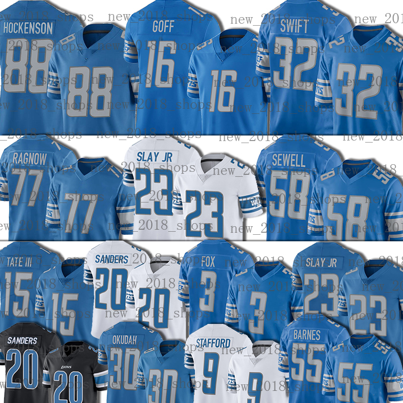 

16 Jared Goff 32 D'Andre Swift Football Detroits''Lions''Jersey Amon-Ra St. Brown Jameson Williams D.J. Chark Aidan Hutchinson Jack Fox Tracy Walker Derrick Barnes, Custom kid jersey