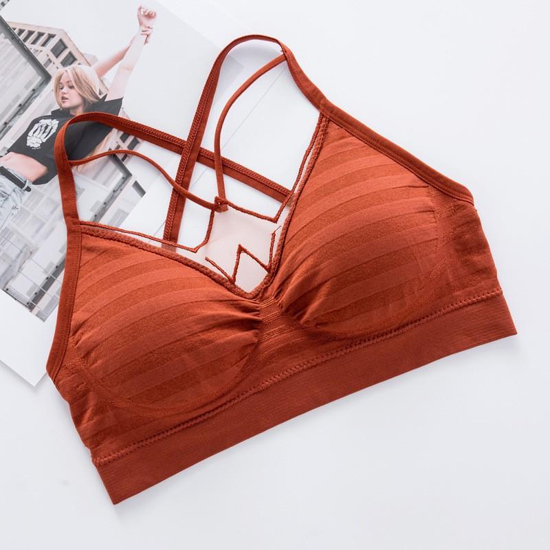 

Women Hollow Out Bras Beauty Back Tank Top Summer Bra Sexy Back Seamless Wire Free Underwear1, Khaki