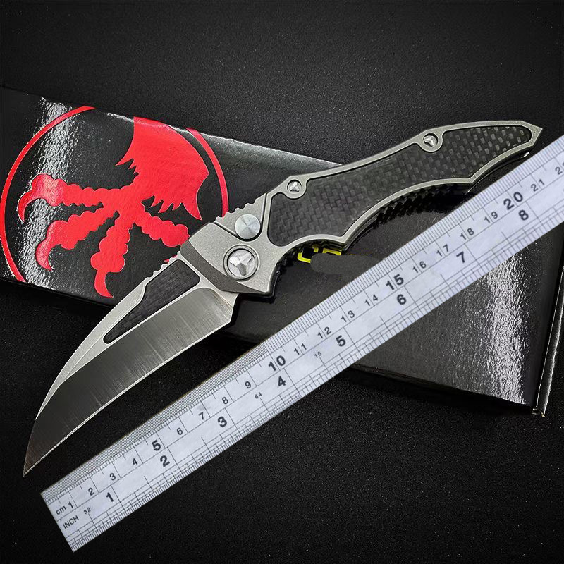 

NEW superior quality Side automatic knife D2 blade Aviation aluminum + carbon fibe handle Camping Tactical Combat knife outdoor tools