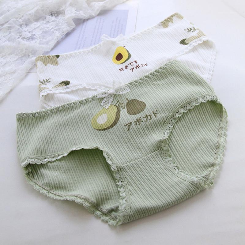 

Fashion Women Panties Sweet Girls Thread Cotton Avocado Print Cute Mid Rise Briefs Underwear Female Breathable Seamless Lingerie1