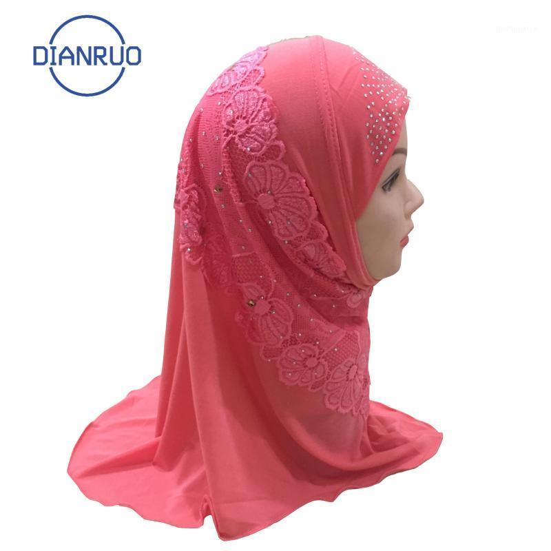 

DIANRUO New Girls Kids Muslim Hijab Islamic Arab Prayer Printed Scarf Cap Shawls Amira Headwear Leopard Patchwork Headscarf R4021