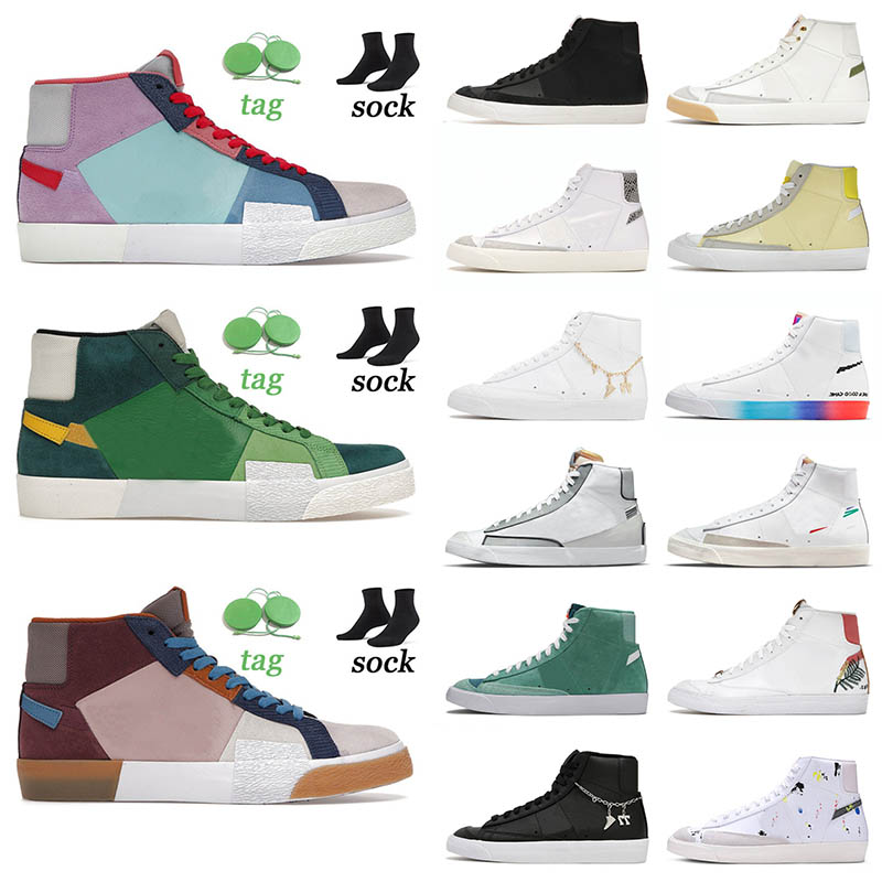 

Wholesale High Tops Blazer Mid 77 Running Shoes Women Men Vintage Pine Green All Hallows Eve Catechu Color Code White Mosaic Brown Sneakers Trainers, A13 black pendants 36-45