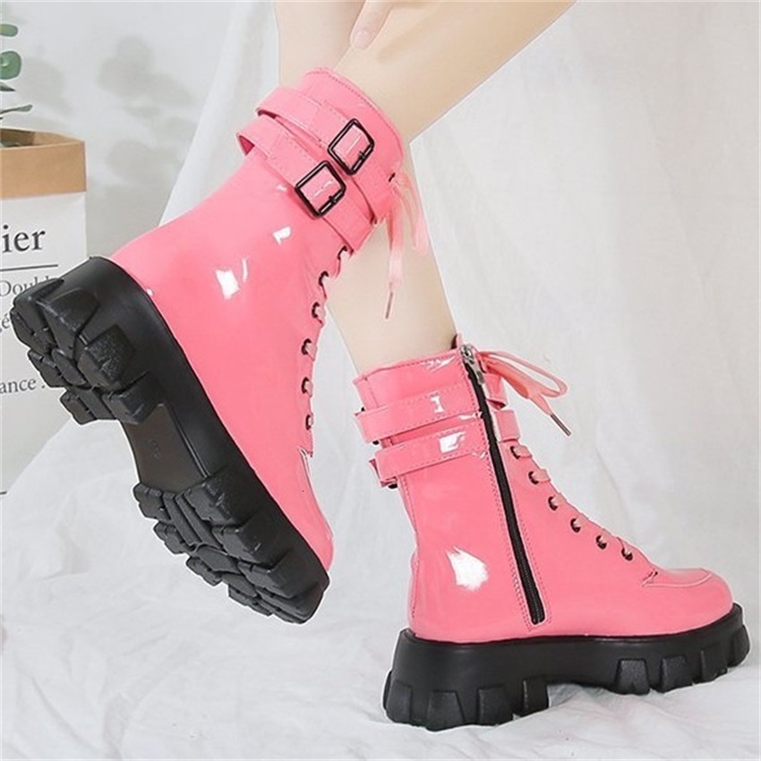 

Fashion Martens Women Shoes Side Round Toe Chunky Heel Lace-up Boots for Woman Bottie Hhks, E2262 a
