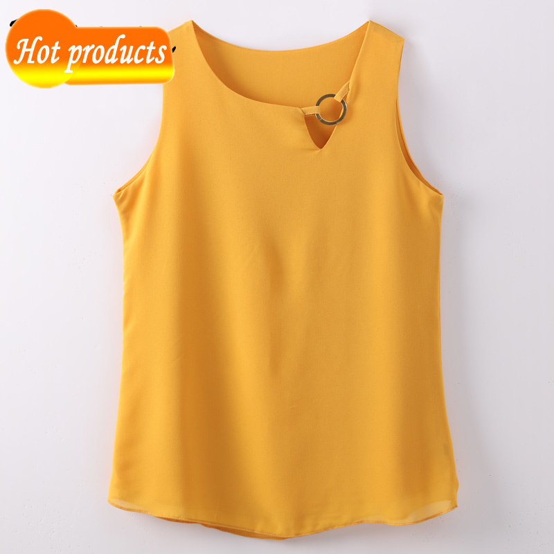 

Women and chiffon blouses summer sleeveless blouse white shirt female clothes 7D3V, Pure white