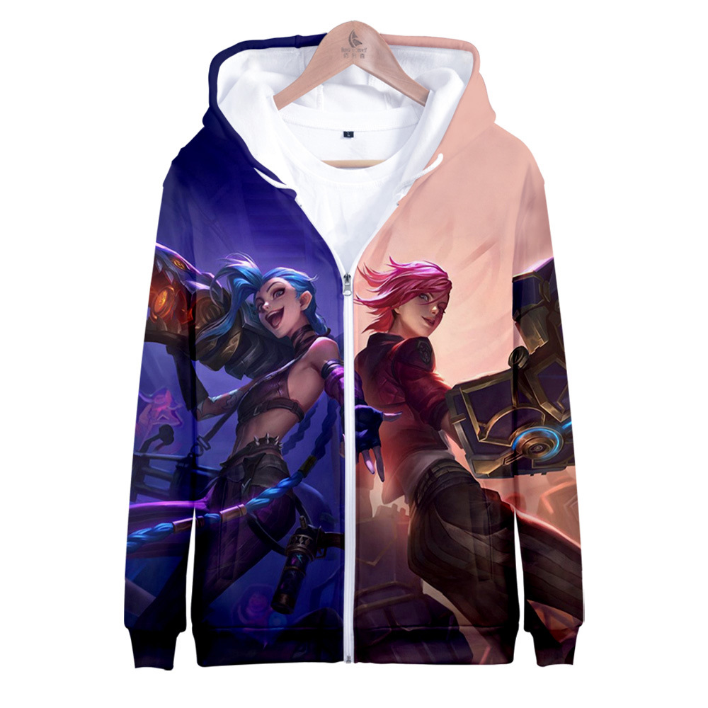 

Game LOL Arcane Jinx Cosplay Zipper Jacket 3D Print zip up Oversized Women/Men Hoodies Sweatshirt Casual Sportswear Outerwear, 001