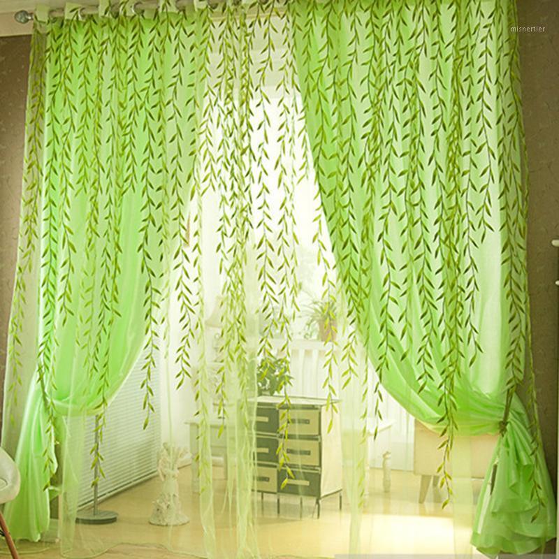 

Pastoral Style Willow Floral Print Tulle Curtains For Bedroom Living Room Decor Hallway Window Screen Balcony Home Decoration1, Yellow