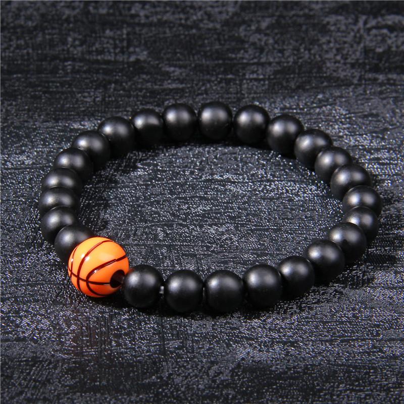 

Sport Charms Bracelets Men Basketball Bangles Baseball Bracelet Natural Stone Bracelet For Men Women jewelry Softball pulseras